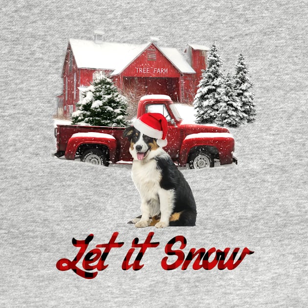 Australian Shepherd Let It Snow Tree Farm Red Truck Christmas by Tagliarini Kristi